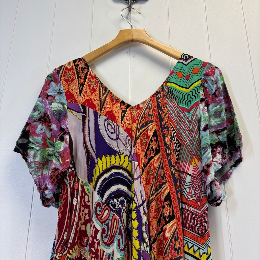 Unbranded Boho Maxi Kaftan Dress Women Size XL Festival Hippie Patchwork Print - Picture 7 of 8